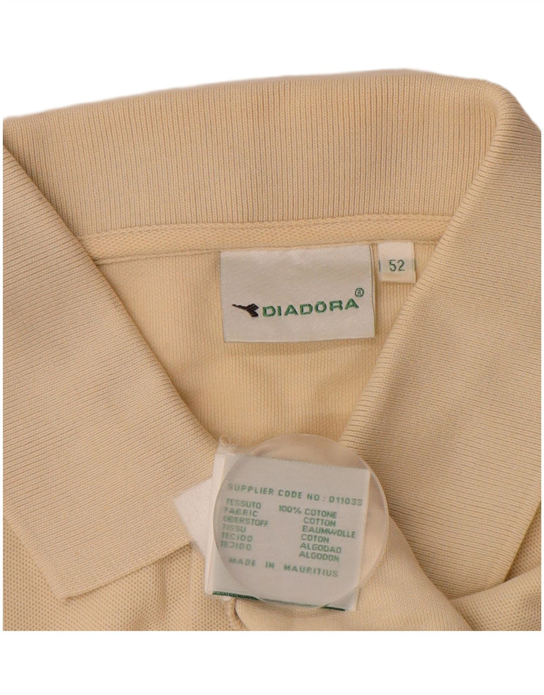 Camisa polo masculina DIADORA IT 52 grande algodão bege