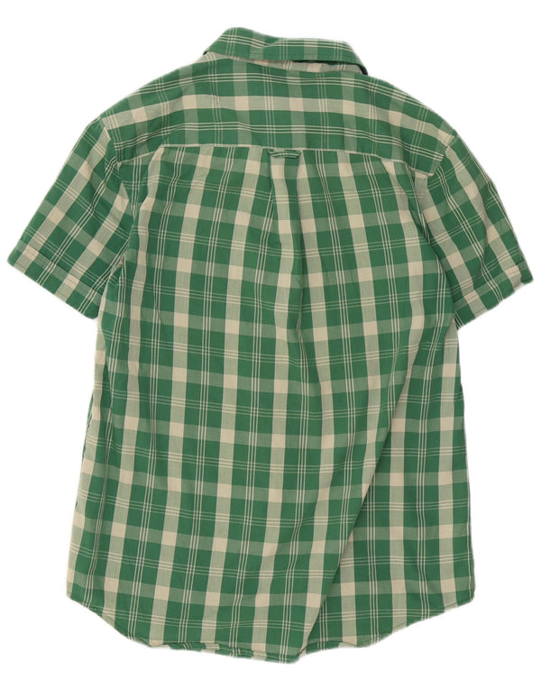 Camisa masculina Penguin Heritage manga curta slim fit algodão xadrez verde médio