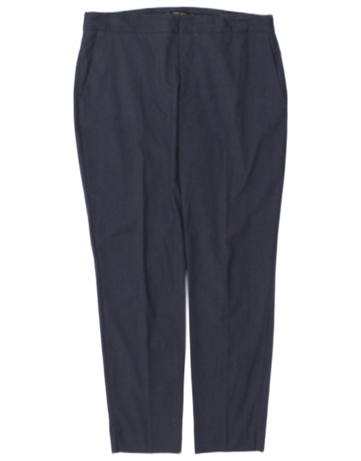 Calça feminina Zara Slim Suit EU 38 Pequeno W28 L28 Poliéster Azul Marinho