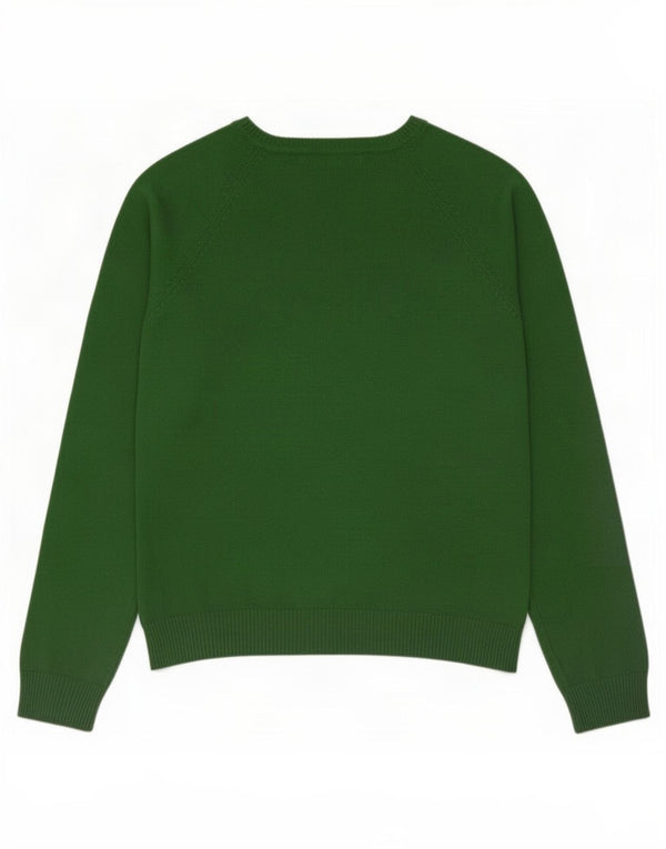 Suéter feminino Zara com decote em V Reino Unido 14 grande algodão verde