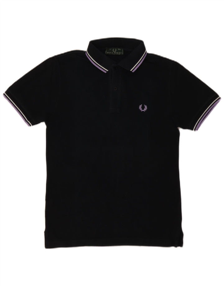 Camisa pólo masculina FRED PERRY pequena de algodão preto