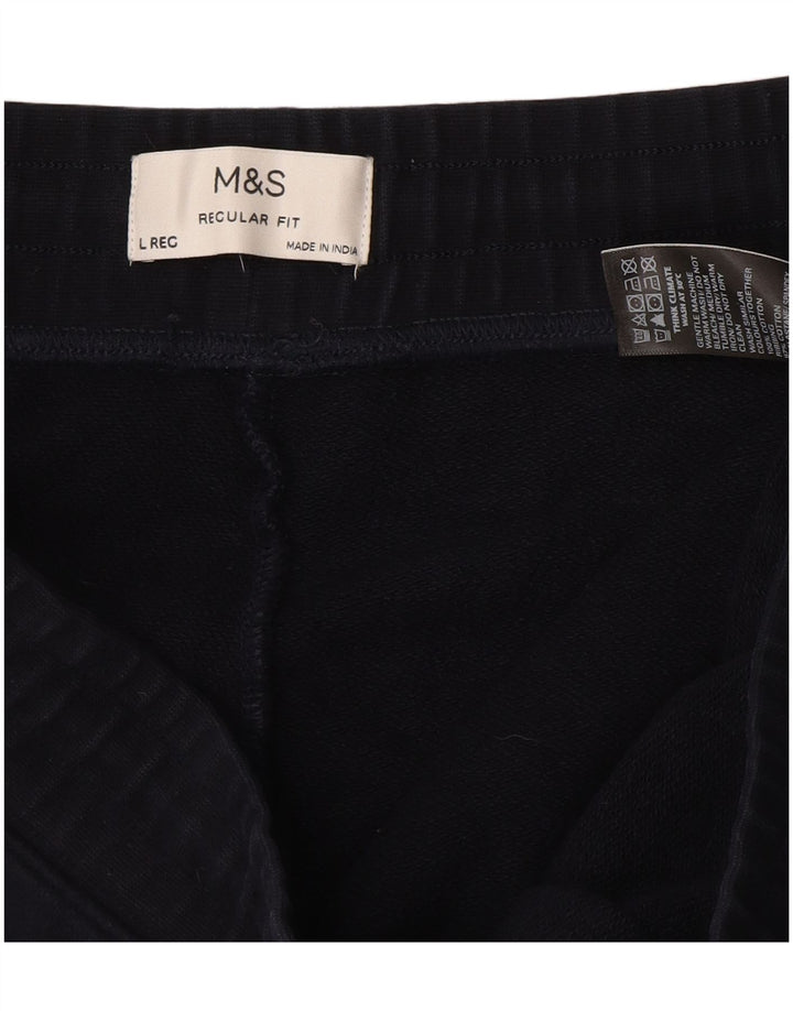 Calça de treino masculina Marks & Spencer Regular Fit Joggers grande azul marinho