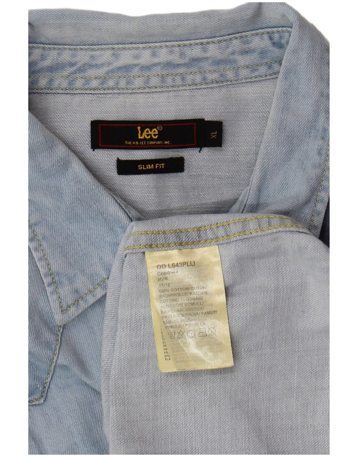 Camisa jeans LEE masculina slim fit XL algodão azul