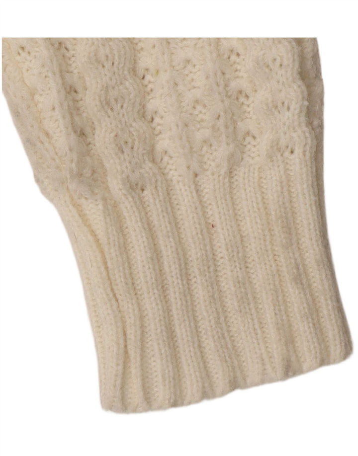 Suéter Cardigan Feminino Vintage Reino Unido 16 Grande Poliacrílico Branco