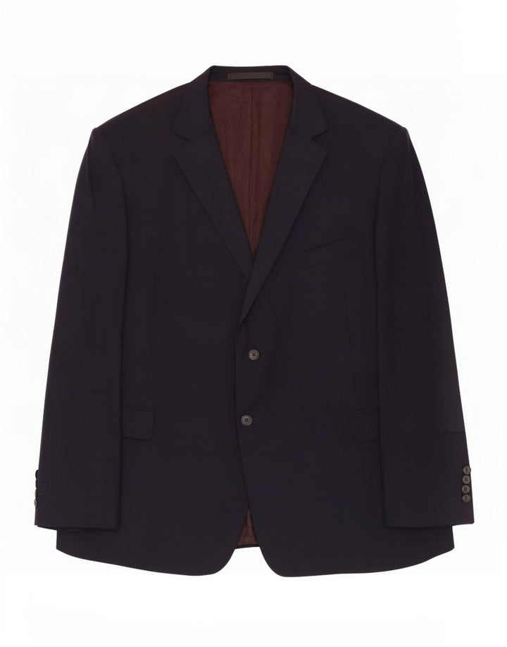 Jaqueta blazer masculina de 2 botões Marks & Spencer Reino Unido 52 3XL lã azul marinho