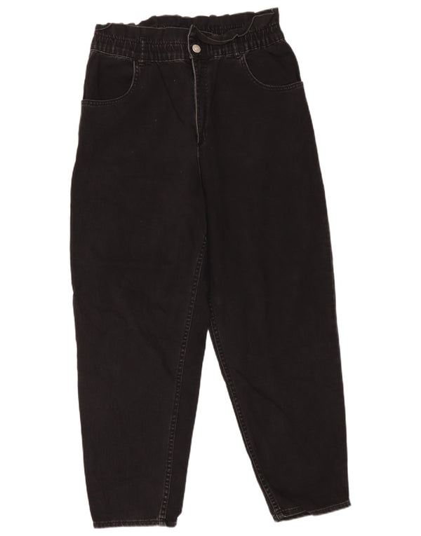 Zara Jeans feminino cintura alta cônico grande W30 L27 algodão preto