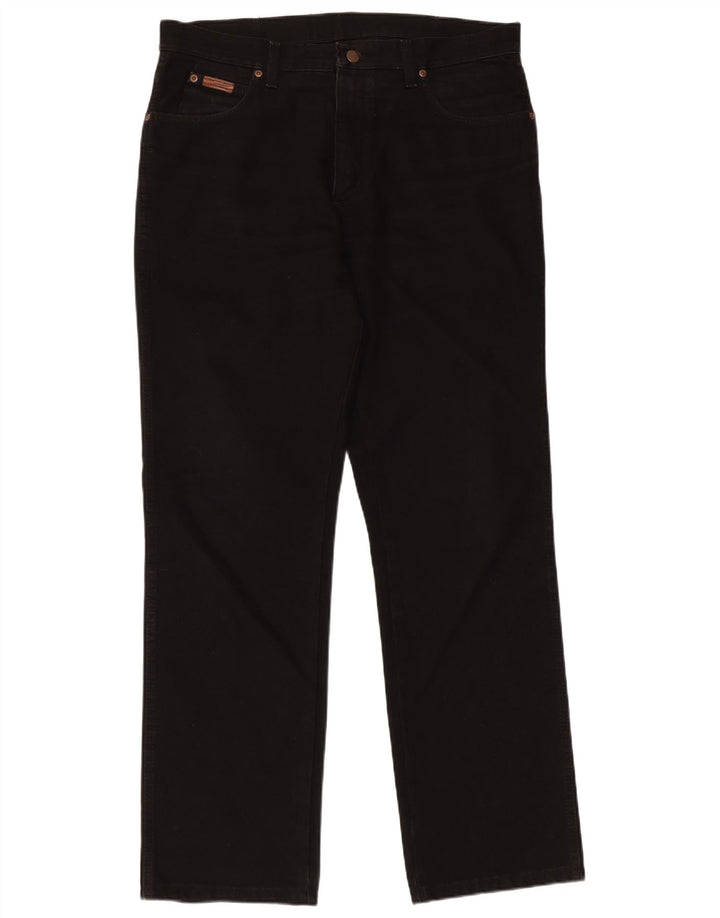 WRANGLER Masculino Texas Straight Jeans W36 L32 Algodão Preto