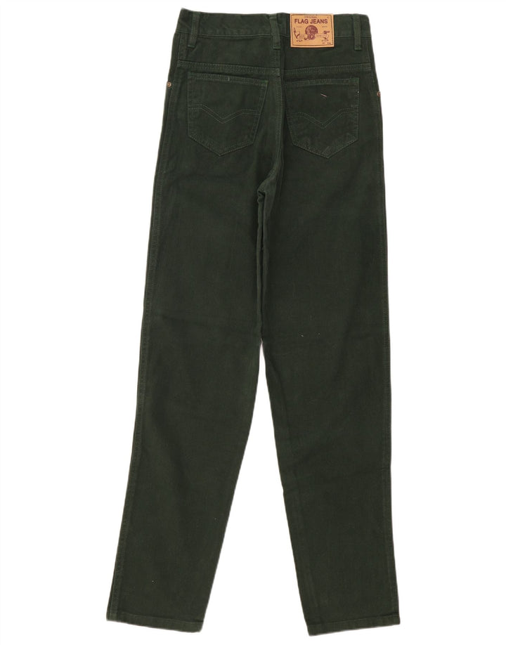 Jeans VINTAGE feminino cintura alta slim UE 36 pequeno W28 L31 algodão verde