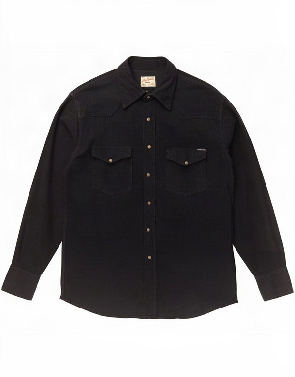 Camisa masculina vintage de veludo cotelê grande de algodão preto