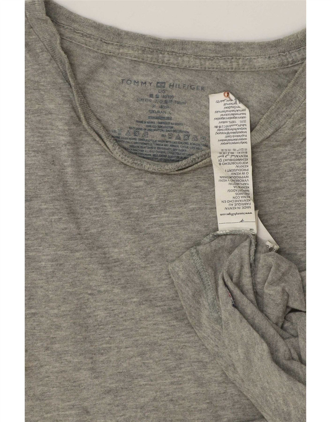 Tommy Hilfiger Camiseta masculina grande algodão cinza