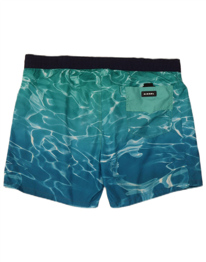 Shorts de natação masculino diesel com padrão abstrato grande poliéster turquesa