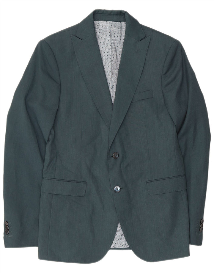 Jaqueta blazer masculina Zara com 2 botões Reino Unido 36 verde pequeno