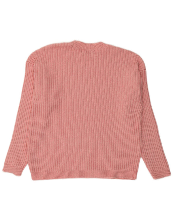 Suéter feminino Marks & Spencer com gola redonda Reino Unido 14 poliéster rosa médio
