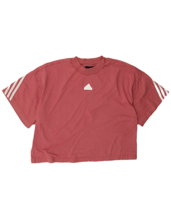 Adidas Camiseta Feminina Crop Top UK 16/18 Grande Algodão Rosa