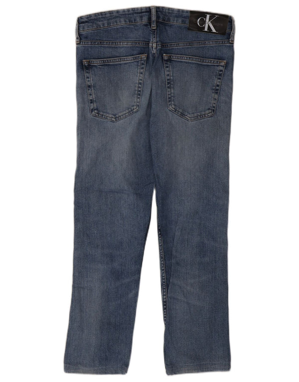 Calvin Klein Masculino Distressed Slim Tapered Jeans W29 L25 Azul Algodão