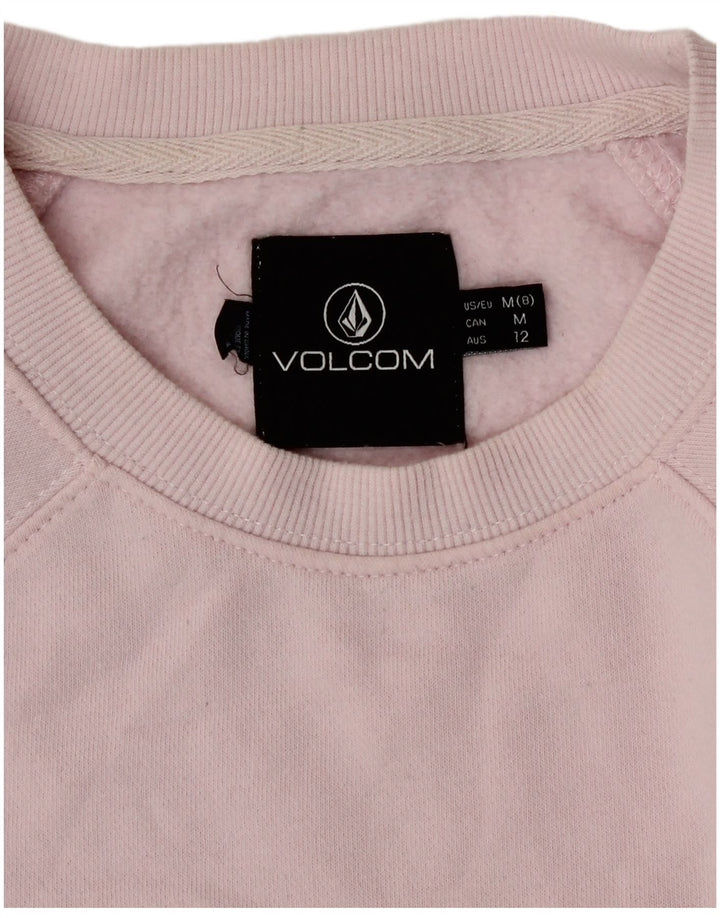 Volcom moletom feminino gráfico jumper US 8 médio algodão rosa