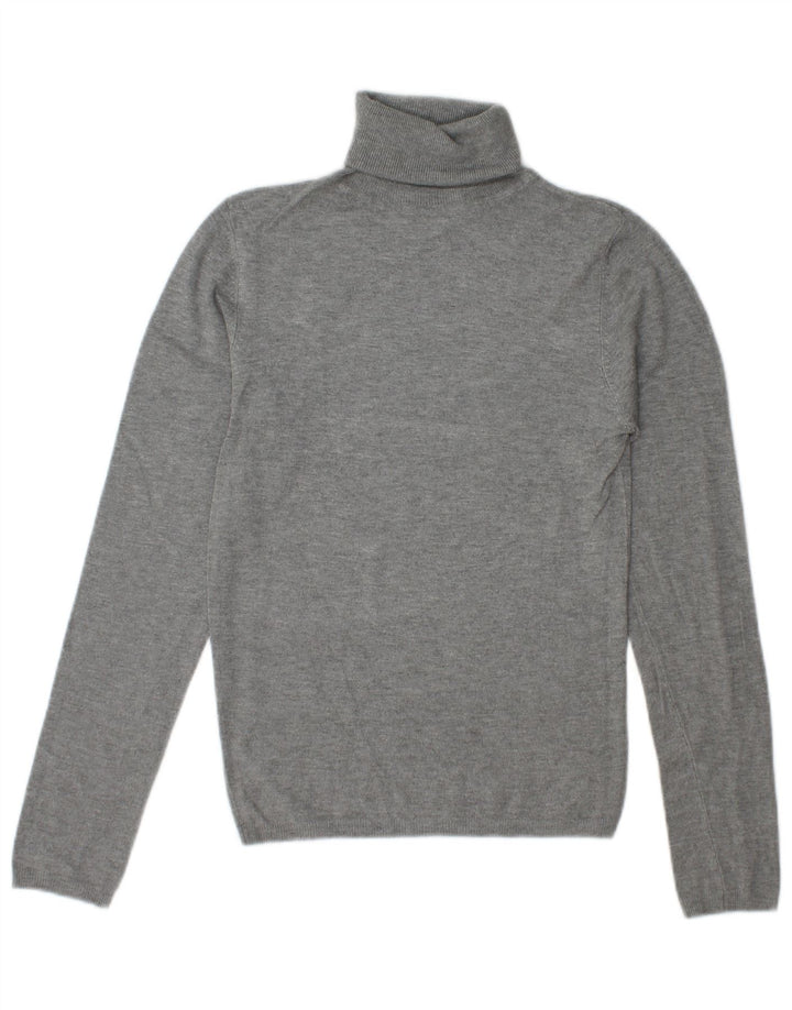 Suéter feminino Zara com gola redonda, Reino Unido 10 pequeno rayon cinza