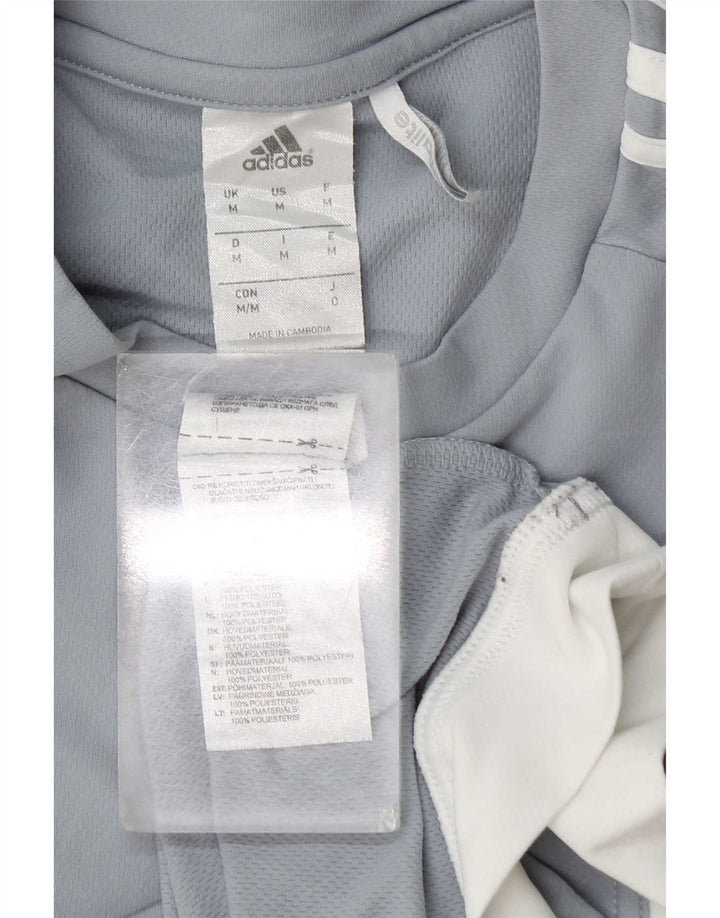 Camiseta masculina Adidas Top médio azul colorblock poliéster