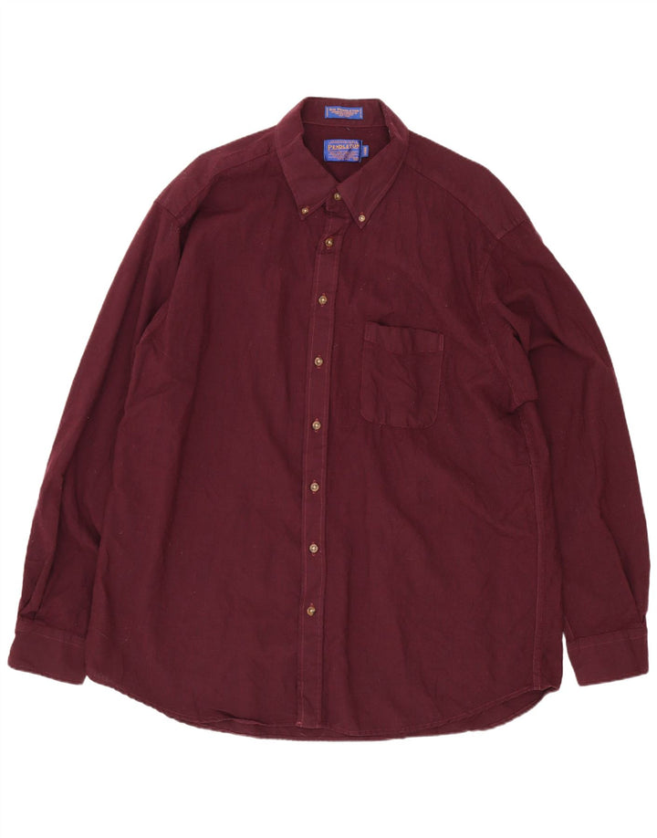 Pendleton Camisa masculina longa de flanela 2XL lã cor de vinho