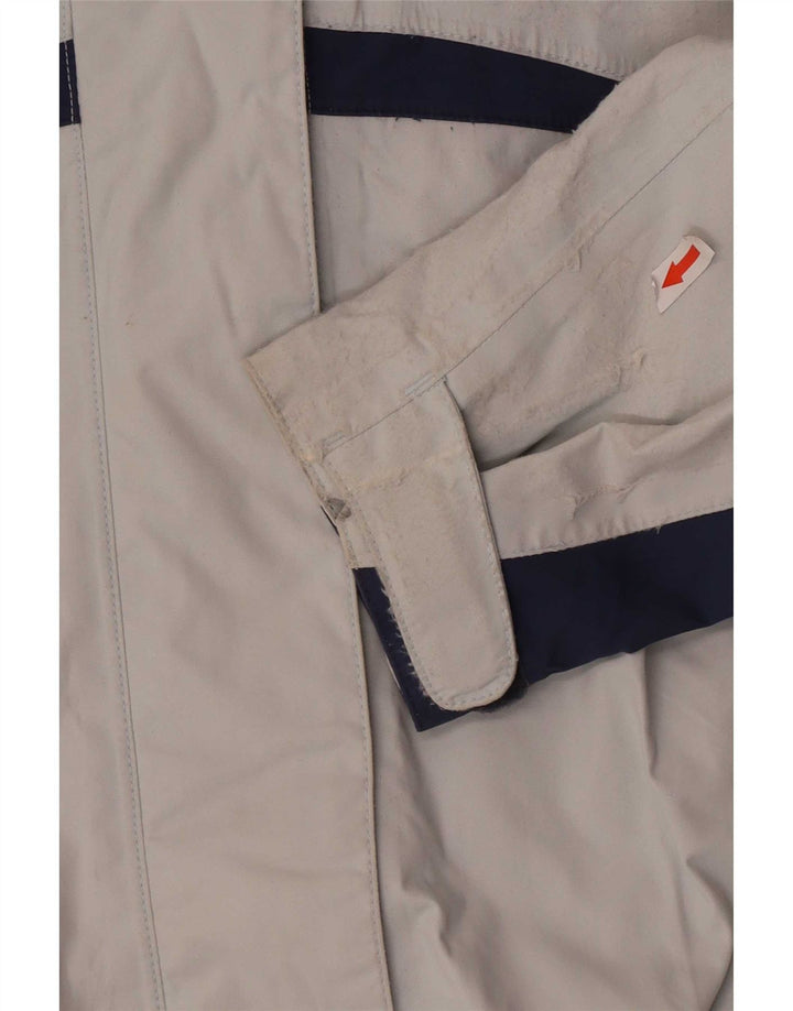 Jaqueta de chuva feminina com capuz Jack Wolfskin Reino Unido 14 bloco colorido azul médio