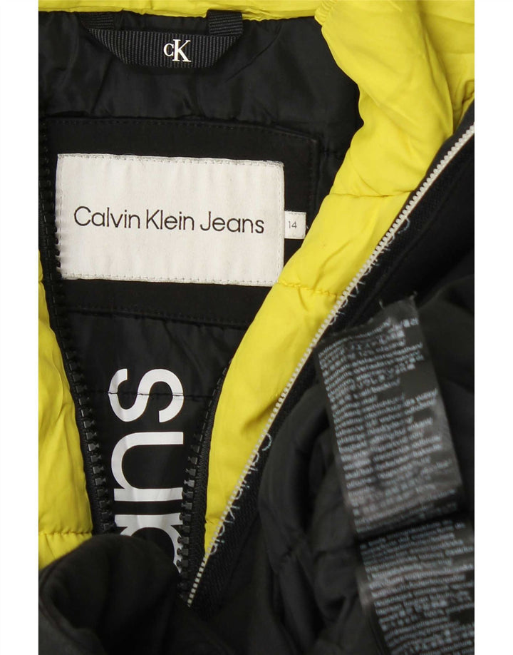 Jaqueta acolchoada com capuz para meninos Calvin Klein Jeans 13-14 anos poliéster preto