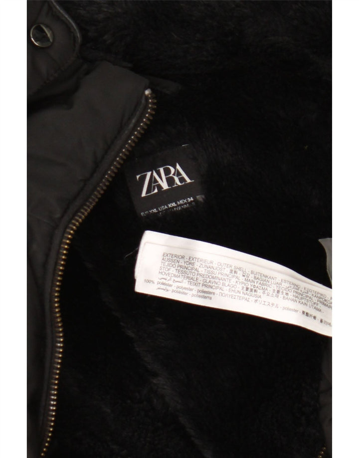 Jaqueta acolchoada com capuz feminina Zara UK 20 2XL poliéster preto