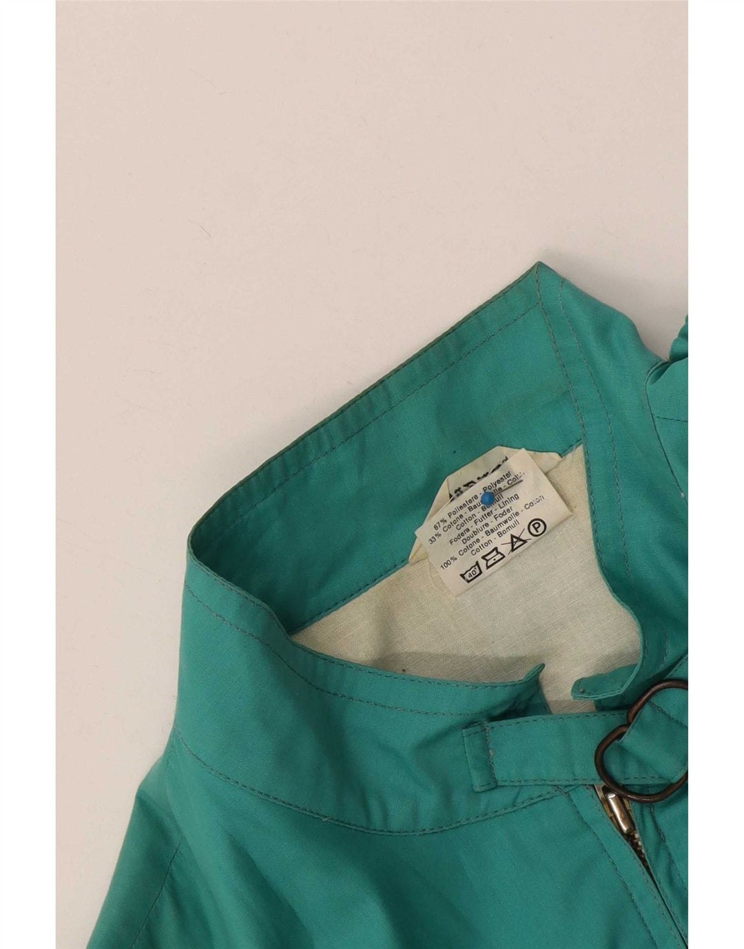Jaqueta bomber feminina vintage UK 12 poliéster colorblock turquesa médio