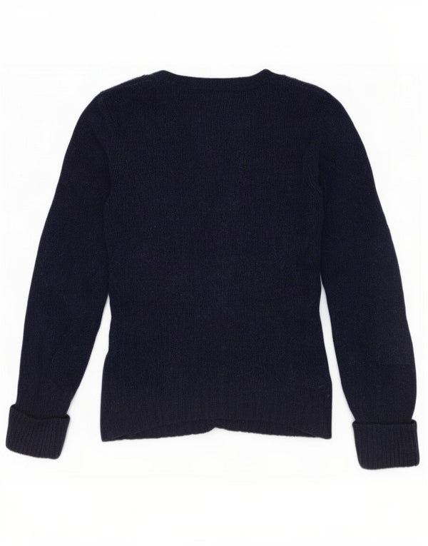 Suéter cardigã feminino Massimo Dutti Reino Unido 12 algodão azul marinho médio
