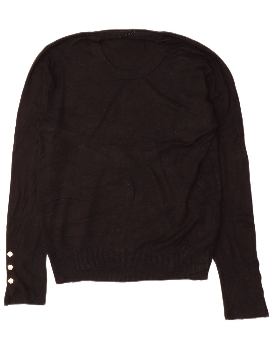 Suéter feminino Zara com gola redonda e viscose preta média UK 14