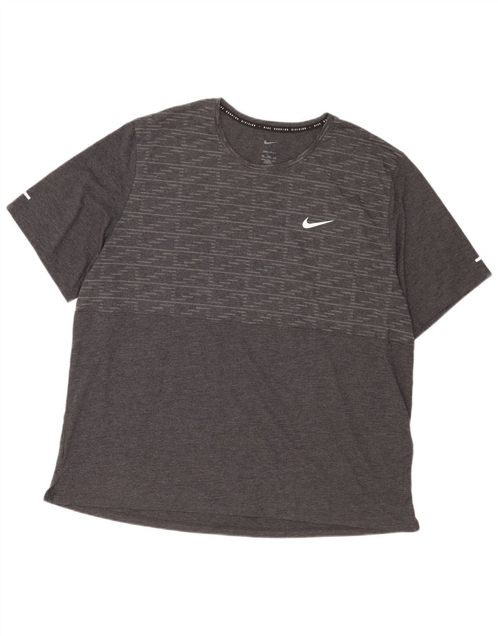 Camiseta masculina Nike Dri Fit Top 2XL poliéster geométrico cinza