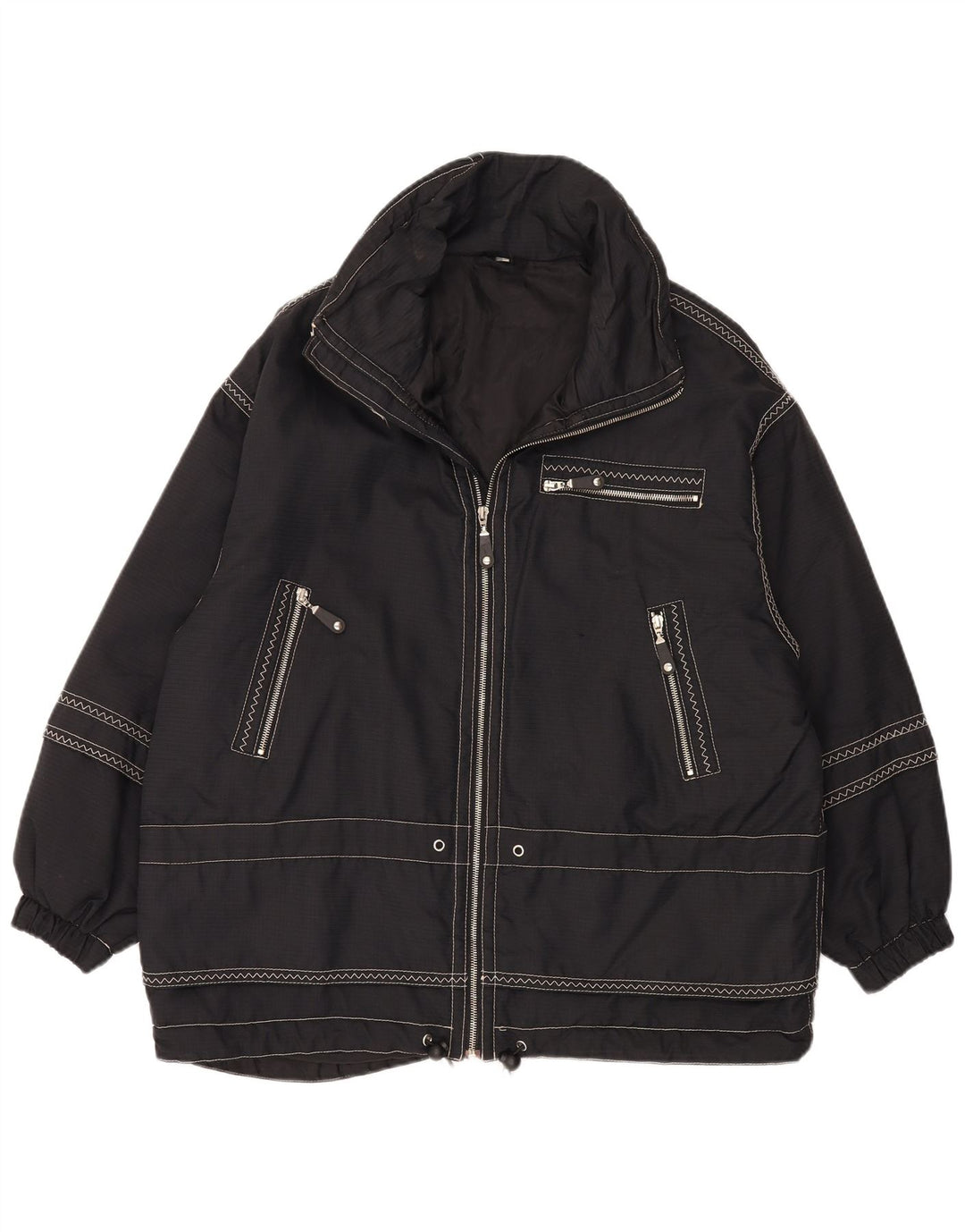 Jaqueta corta-vento superdimensionada feminina vintage IT 44 poliamida preta média