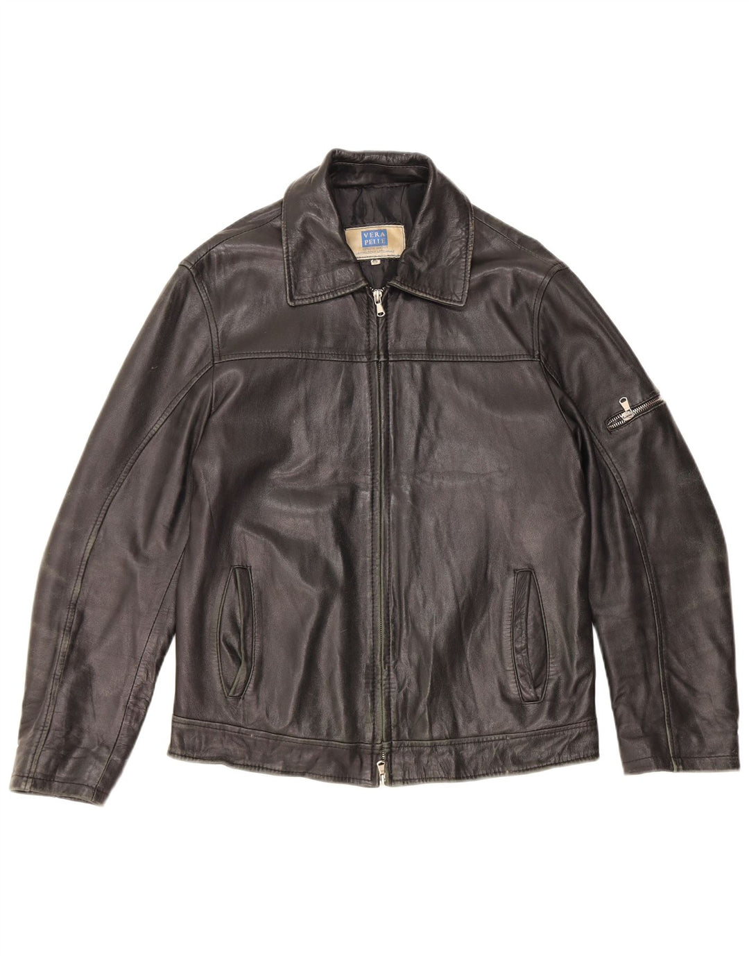 Jaqueta de couro masculina Lavorazione Artigianale IT 48 couro preto médio