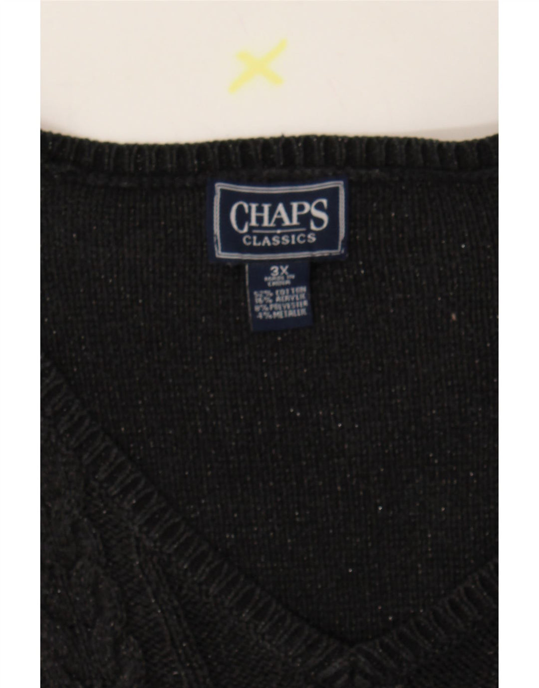 CHAPS Womens V-Neck Jumper Sweater UK 22 3XL Black Cotton Vintage Chaps and Second-Hand Chaps from Messina Hembry 