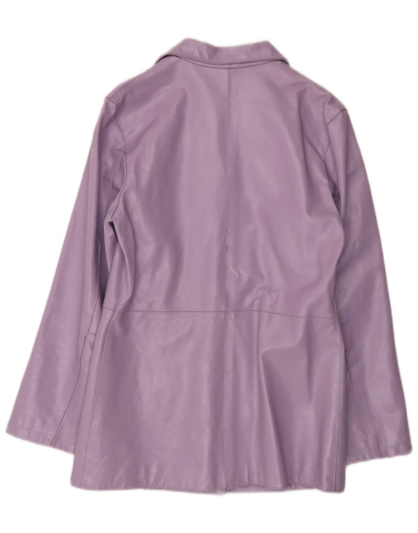 Jaqueta de couro feminina vintage UK 14 grande roxa