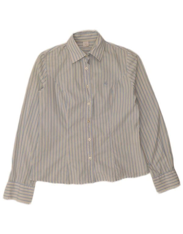 Camisa feminina Fay UK 10 algodão listrado azul pequeno