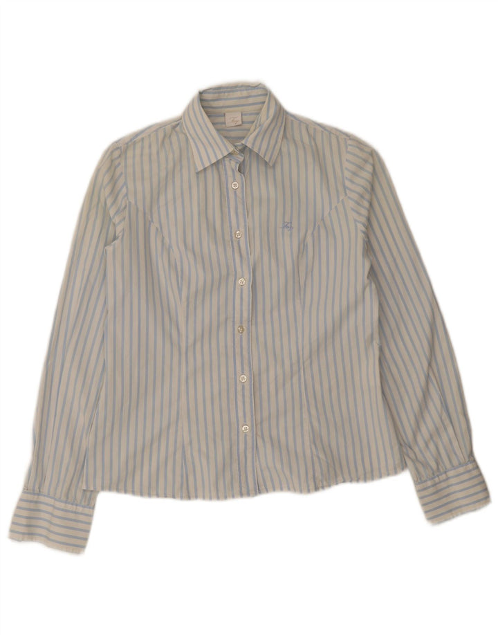 Camisa feminina Fay UK 10 algodão listrado azul pequeno