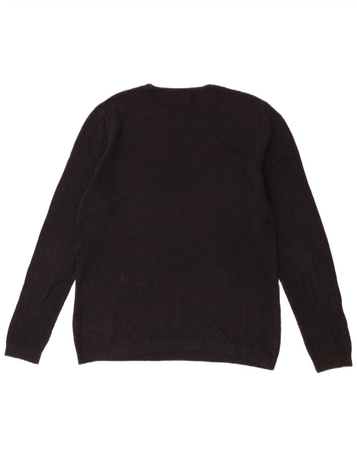 Zara Suéter masculino com gola redonda, preto médio