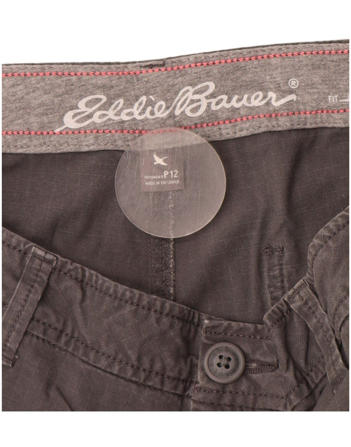 Shorts cargo feminino Eddie Bauer EUA 12 grande W32 algodão cinza