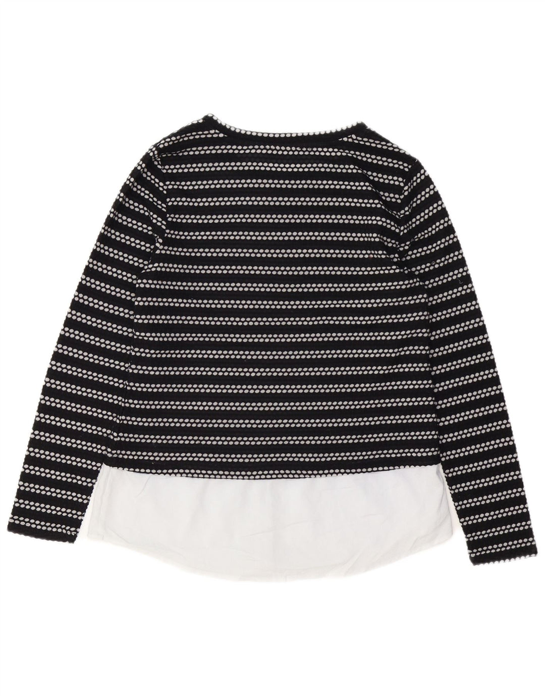 CALVIN KLEIN Top feminino manga comprida UK 12 listrado preto médio