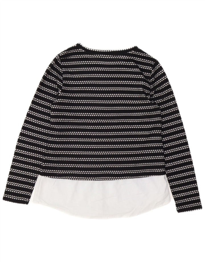 CALVIN KLEIN Top feminino manga comprida UK 12 listrado preto médio