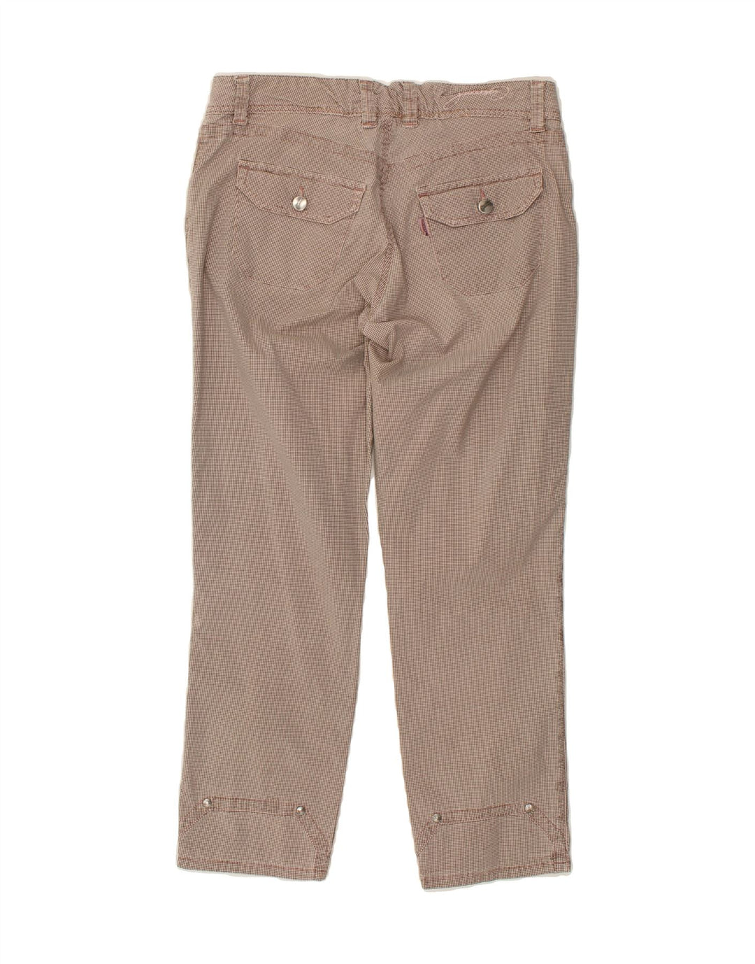 JECKERSON Womens Slim Casual Trousers W28 L26 Beige Houndstooth Cotton Vintage Jeckerson and Second-Hand Jeckerson from Messina Hembry 