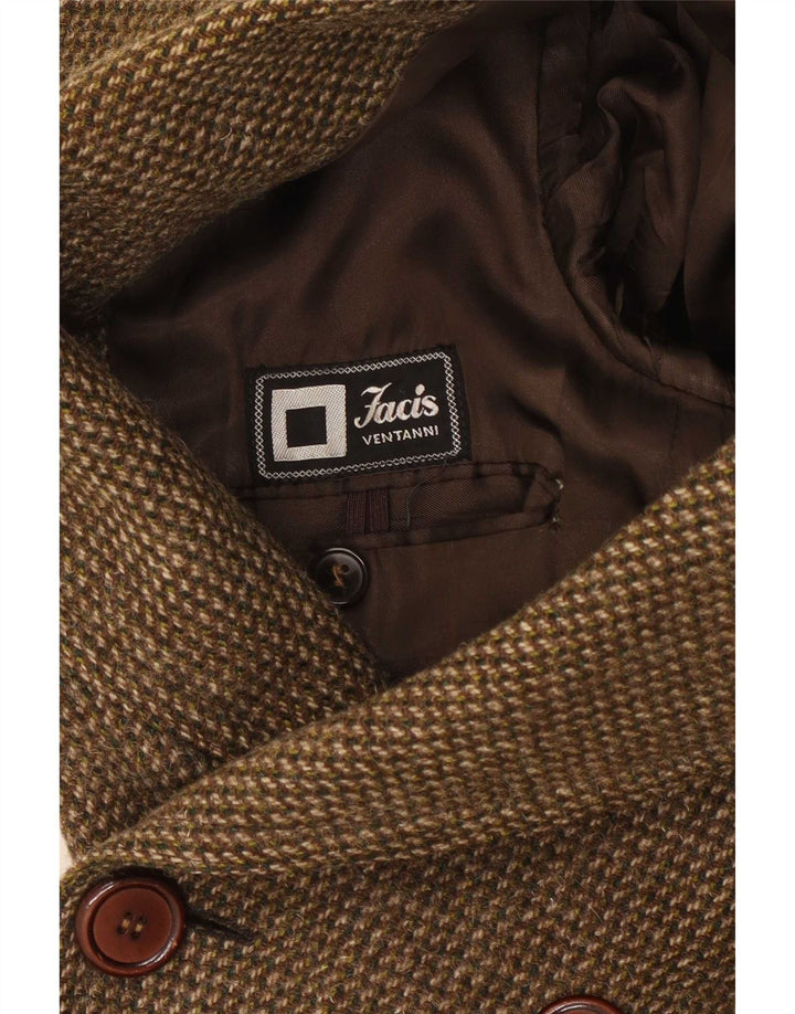 Facis Mens Double Breasted Coat UK 36 Small Brown Houndstooth