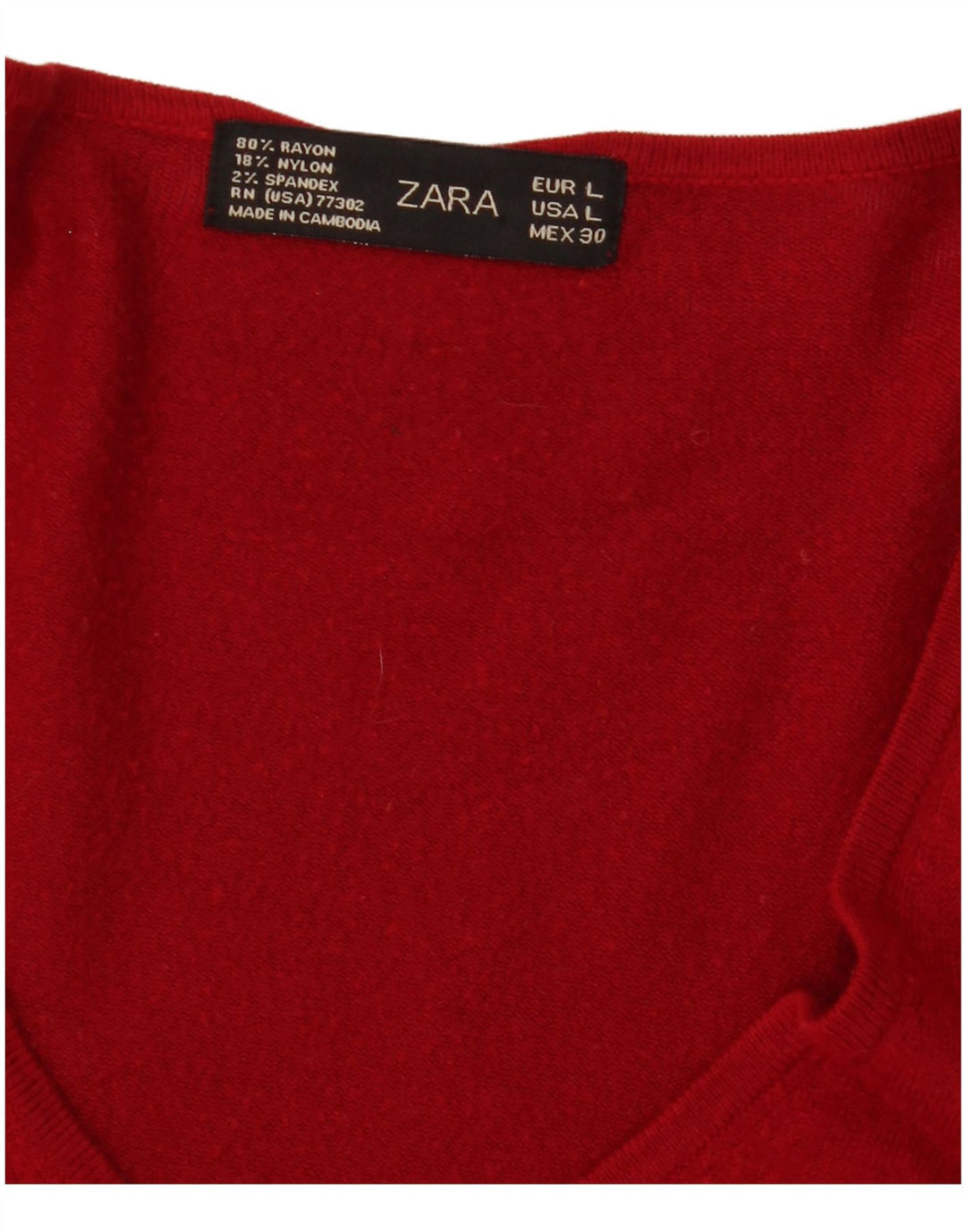 Suéter feminino Zara com decote em V Reino Unido 14 grande rayon vermelho