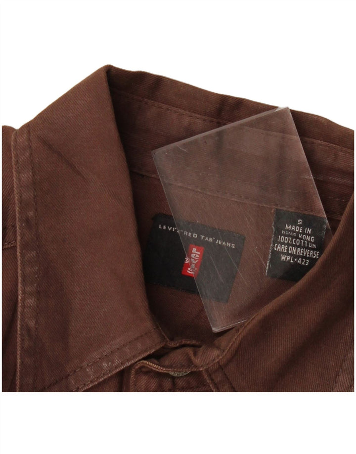Camisa alta masculina Levi's pequena de algodão marrom