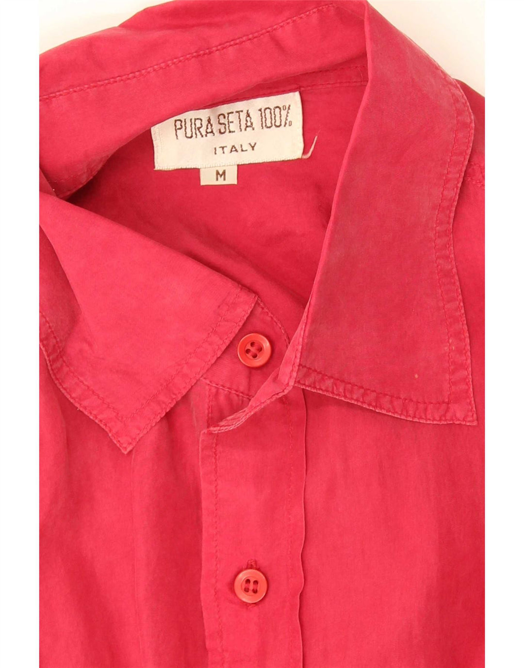Camisa masculina vintage de manga curta seda vermelha média