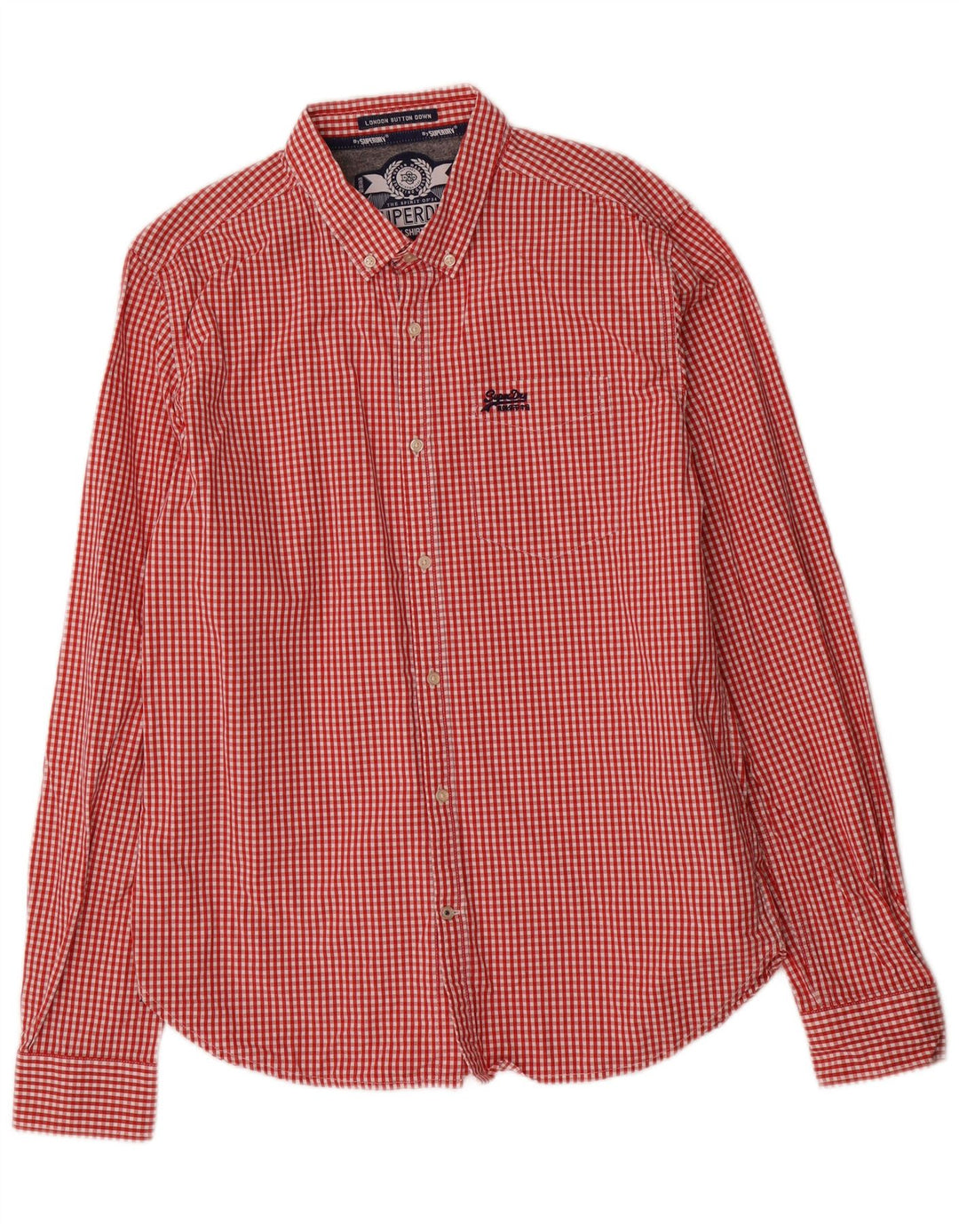 Camisa masculina Superdry XL algodão guingão vermelho