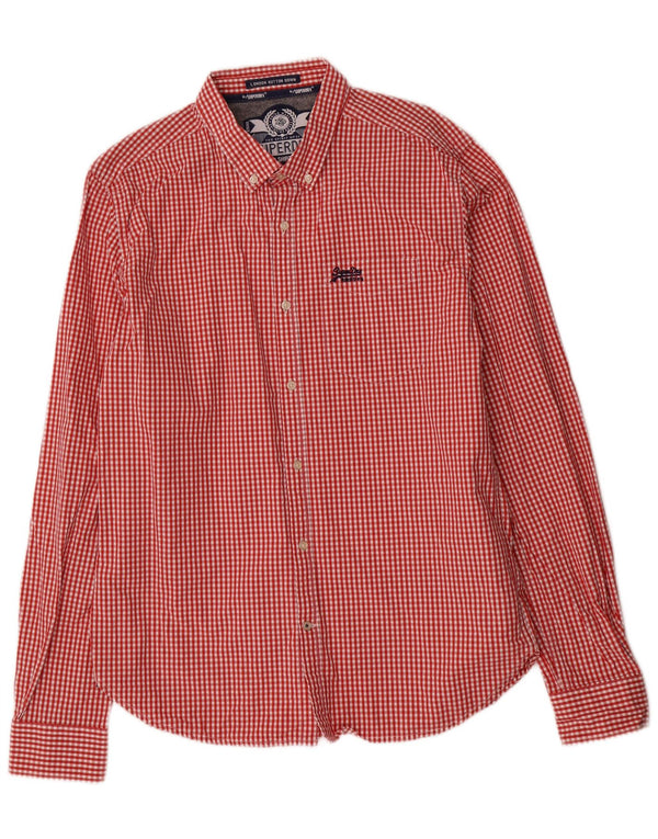 Camisa masculina Superdry XL algodão guingão vermelho