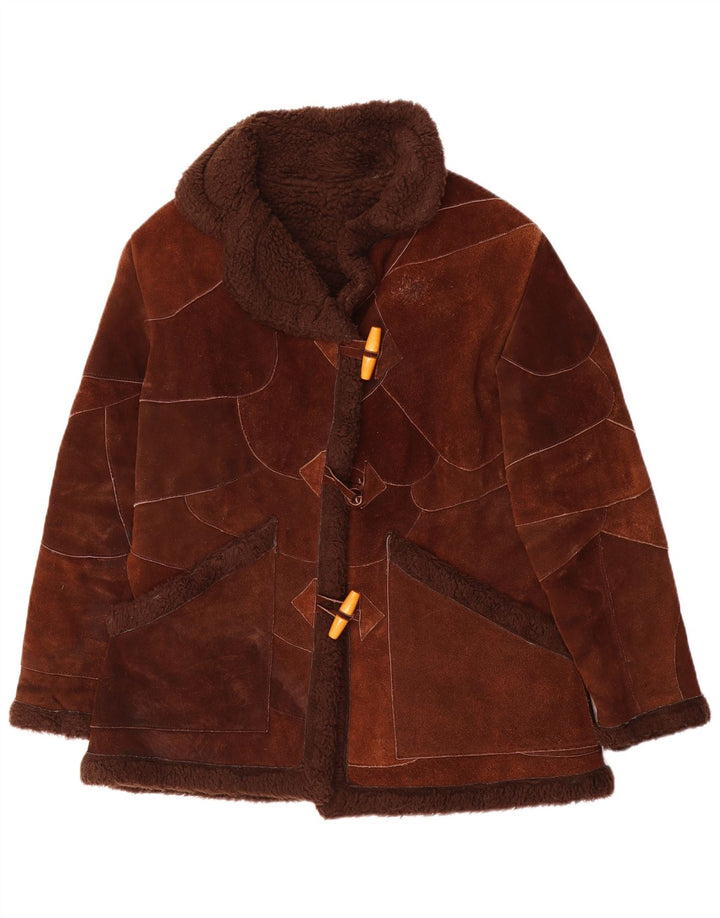 Jaqueta feminina VINTAGE Shearling UK 14 marrom médio