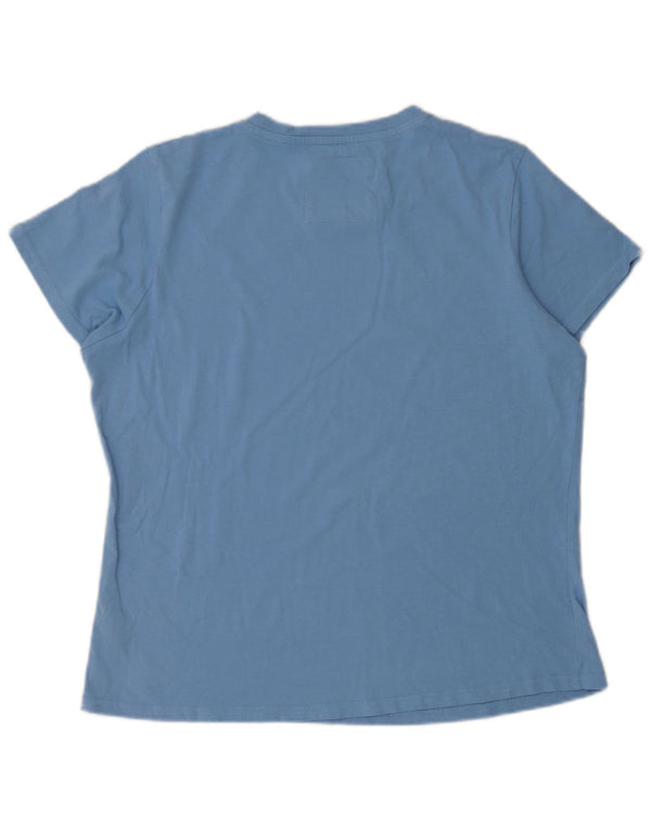 Camiseta feminina gráfica Crew Clothing Top UK 16 grande algodão azul