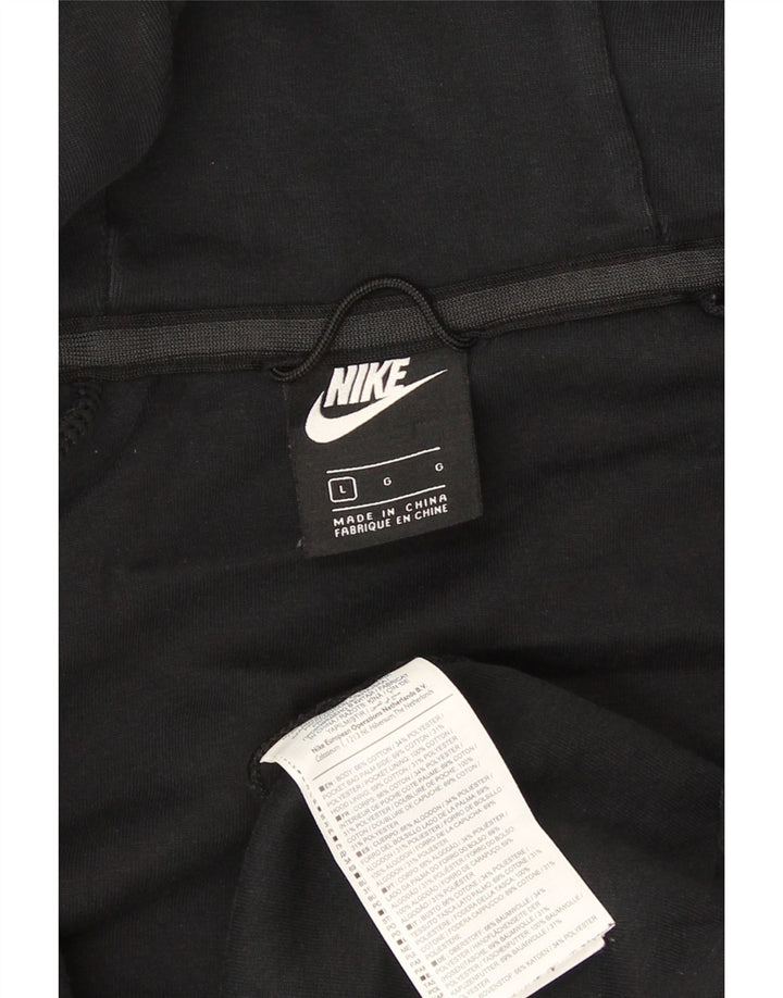 Suéter Nike masculino com capuz e zíper grande de algodão preto